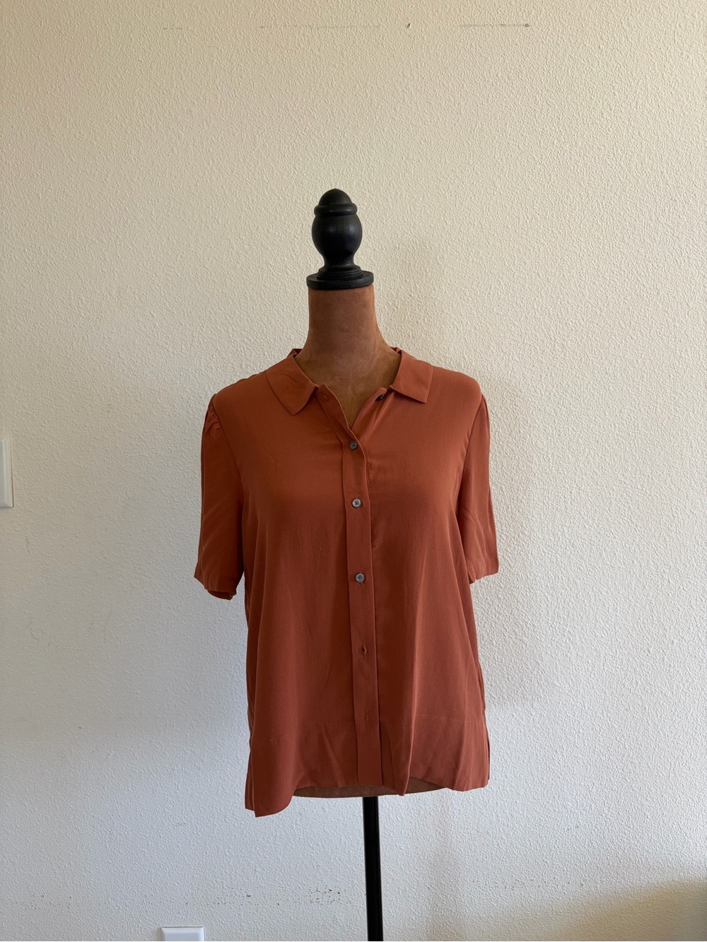 Everlane Short-Sleeve Button-Down Shirt in Rust